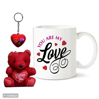 Bhakhand Valentine Day Gift Combo for Boyfriend, Girlfriend, Husband, Wife and His/Her - You are My Love Coffee Mug+Teddy Bear+Key Chain