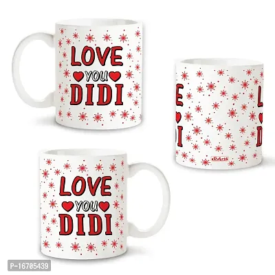 Bakhand Art  Gifts Ceramic Love You Didi Quote Printed Coffee Mug , 325 ml, White-thumb2