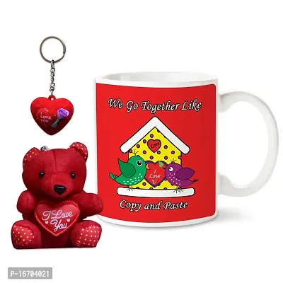 Bhakhand Valentine Day Gift Combo for Boyfriend, Girlfriend, Husband, Wife and His/Her - We Go Together Like Coffee Mug+Teddy Bear+Key Chain