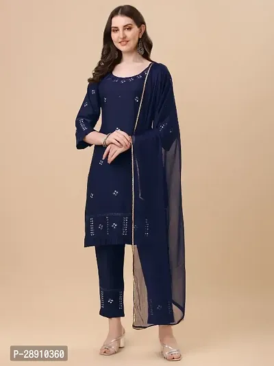 Classic Rayon Printed Kurta, Bottom and Dupatta Set for Women