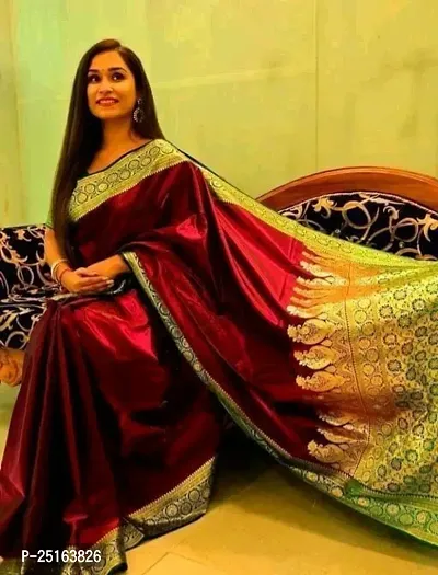 Stylish Maroon Art Silk Saree with Blouse piece For Women