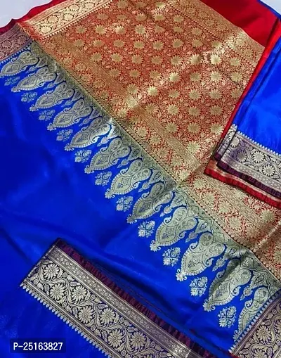 Stylish Blue Art Silk Saree with Blouse piece For Women