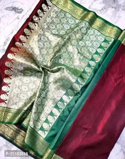 Stylish Green Art Silk Saree with Blouse piece For Women-thumb0