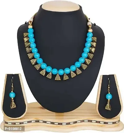 Stylish Oxidised Silver Alloy Jewellery Set For Women