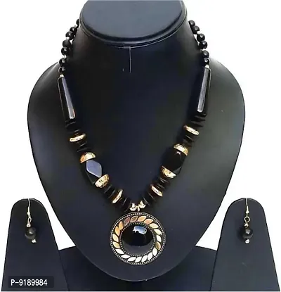 Stylish Oxidised Silver Alloy Jewellery Set For Women-thumb0