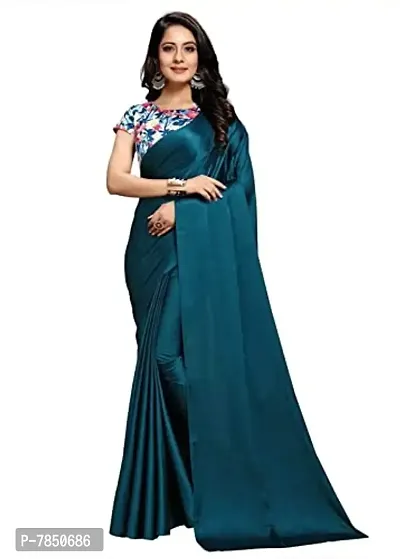 Ghan Sals Women's Trendy Satin Saree With Stiched Blouse Piece (Florina Morpich)