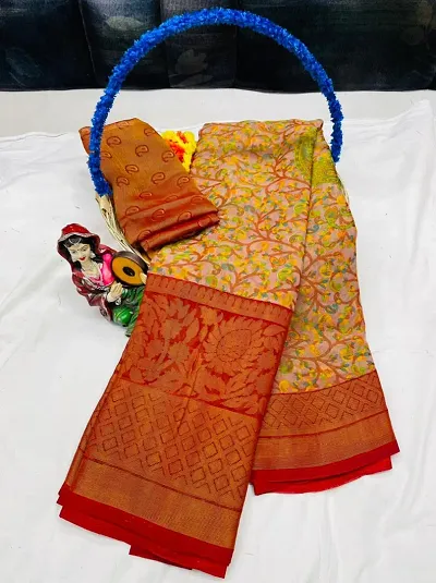 Beautiful Brasso Sarees with Blouse piece