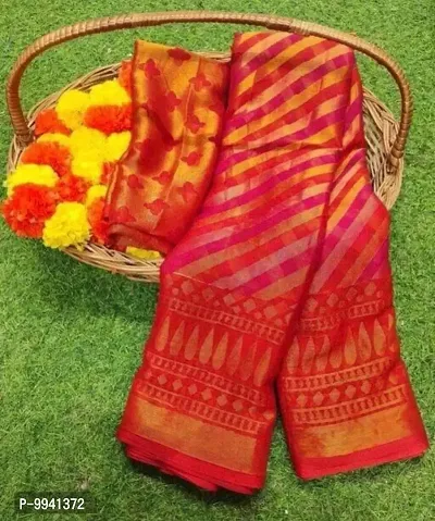 Women Printed Brasso Saree With Blouse Piece (TITHI PINK B)-thumb0