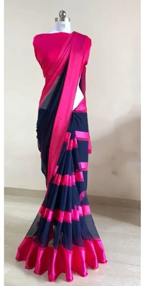 Classic Georgette Checked Saree with Blouse piece