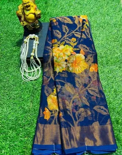 Festivewear Chiffon Brasso Printed Sarees with Blouse Piece