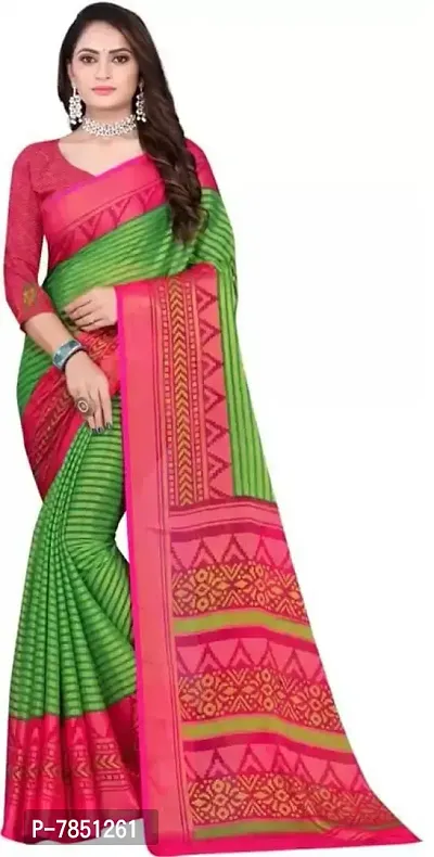 Ghan sals women's Trendy chiffon saree with unstiched Blouse Piece (sonika green)