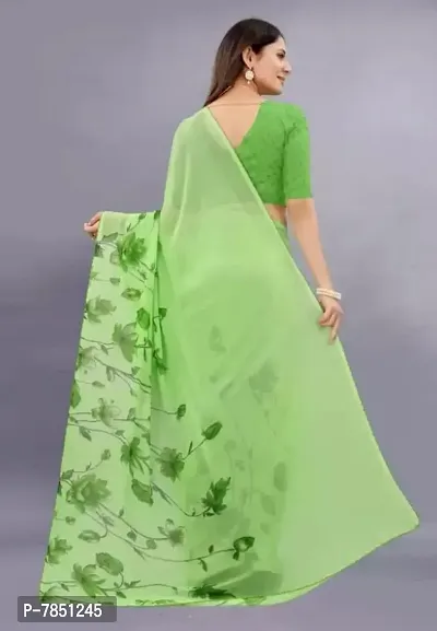 Ghan sals Women's Trendy Georgette Saree with Unstiched Blouse Piece (HEENA GREEN(NEW)-thumb5