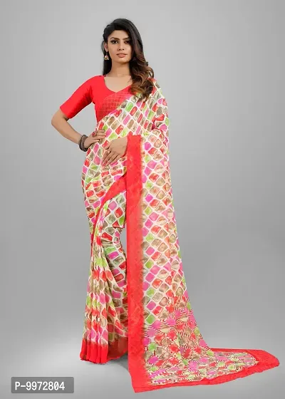 Beautiful Georgette Printed Saree With Blouse Piece For Women