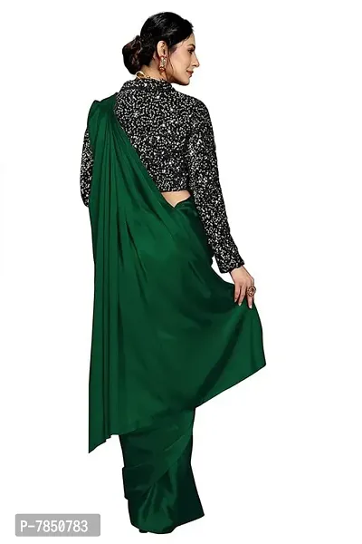 Ghan Sals Womens Trendy Satin Silk Saree With Unstiched Blouse Piece (Khichdi Dark Green NEW)-thumb3