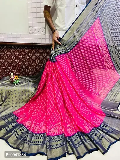 Women Printed Brasso Saree With Blouse Piece (SAKSHI-PINK)-thumb0