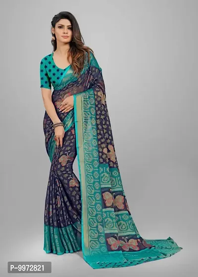 Beautiful Brasso Printed Saree With Blouse Piece For Women