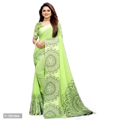 Ghan Sals Women's Trendy Georgette Saree With Unstiched Blouse Picec (R_Chakri_Green New)