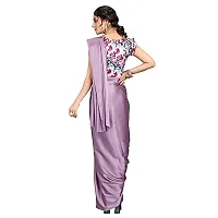 Ghan Sals Women's Satin Silk Material Printed Saree With Stiched Blouse (Shrinu Light Purple)-thumb1