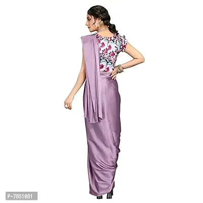 Ghan Sals Women's Satin Silk Material Printed Saree With Stiched Blouse (Shrinu Light Purple)-thumb2
