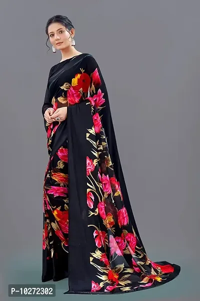 Buy Multicolor Floral Printed Satin Saree With Blouse Online At Zeel  Clothing