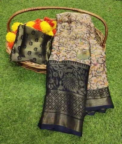 Chiffon Brasso Printed Sarees With Blouse Piece
