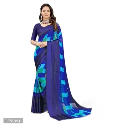 Ghan Sals Women's Trendy Georgette Saree With Unstiched Blouse Picec (Rangoli Blue New)-thumb0