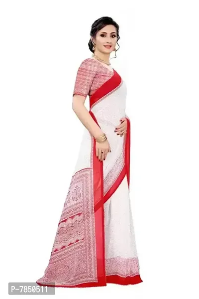 Ghan sals women's Trendy Georgette saree with unstiched Blouse Piece (RAIDANA RED)-thumb4