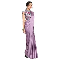 Ghan Sals Women's Satin Silk Material Printed Saree With Stiched Blouse (Shrinu Light Purple)-thumb2