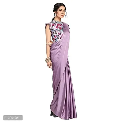 Ghan Sals Women's Satin Silk Material Printed Saree With Stiched Blouse (Shrinu Light Purple)-thumb3