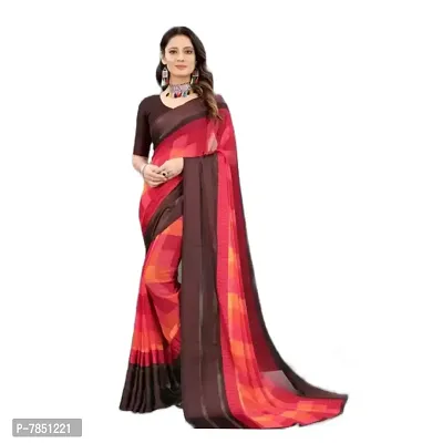 Ghan Sals Women's Trendy Georgette Saree With Unstiched Blouse Picec (Rangoli Red New)