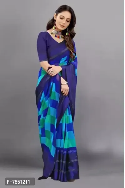 Ghan Sals Women's Trendy Georgette Saree With Unstiched Blouse Picec (Rangoli Blue New)-thumb3