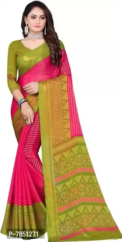 Ghan sals women's Trendy chiffon saree with unstiched Blouse Piece (sonika Pink)