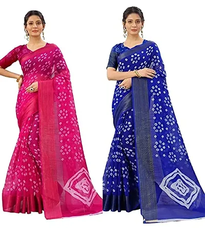 Ghan Sals Women's Cotton Printed Saree With Unstitched Blouse Piece