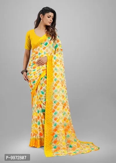 Beautiful Georgette Printed Saree With Blouse Piece For Women-thumb0