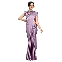 Ghan Sals Women's Satin Silk Material Printed Saree With Stiched Blouse (Shrinu Light Purple)-thumb3