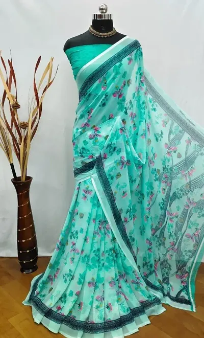 Multicolored Georgette Printed Saree