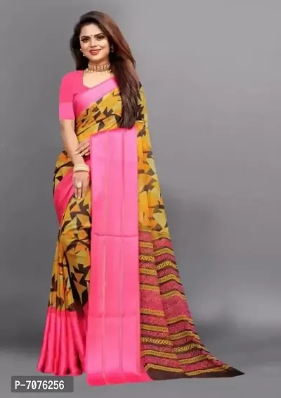 Beautiful Georgette Printed Saree With Blouse Piece For Women-thumb0
