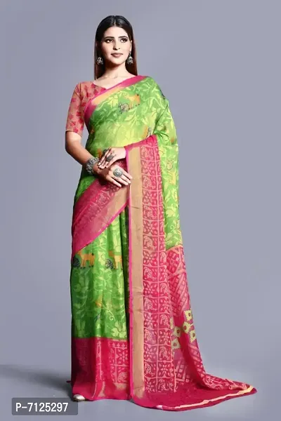Beautiful Brasso Printed Saree With Unstitched Blouse Piece-thumb0