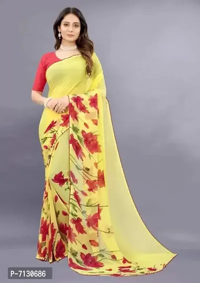 Fancy Georgette Saree With Unstitched Blouse-thumb0