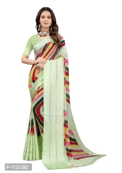 Beautiful Georgette Printed Saree With Blouse Piece For Women-thumb0