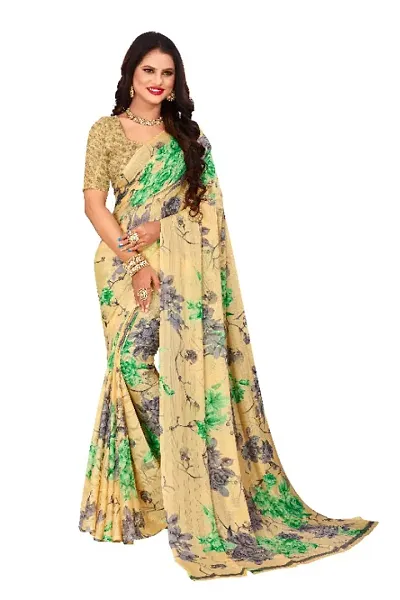 Fancy Goergette Sattin Patta Sarees With Unstitched Blouse