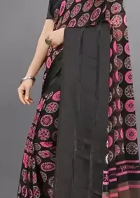 Beautiful Georgette Printed Satin Patta Border Saree With Blouse Piece For Women-thumb4