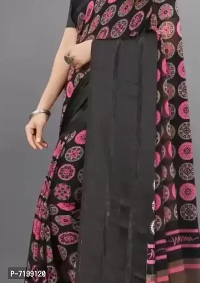 Beautiful Georgette Printed Satin Patta Border Saree With Blouse Piece For Women-thumb5