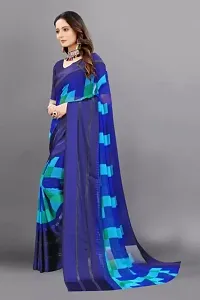 Beautiful Georgette Printed Satin Patta Border Saree With Blouse Piece For Women-thumb1