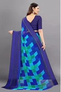 Beautiful Georgette Printed Satin Patta Border Saree With Blouse Piece For Women-thumb4