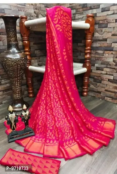 SITANJALI WOMANS PRINTED BRASSO SAREE WITH BLOUSE PIECE-thumb0