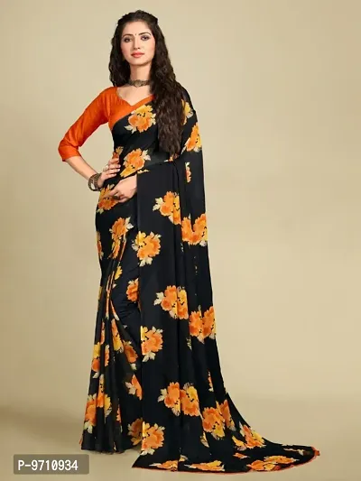 SITANJALI WOMANS PRINTED GEORGETTE SAREE WITH BLOUSE PIECE