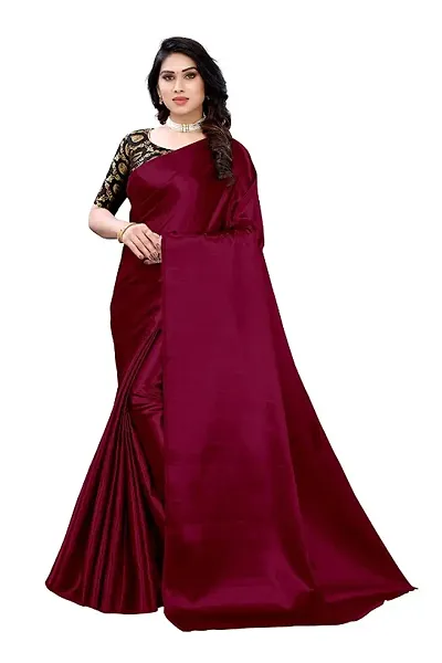 Ghan Sals Womens Trendy Satin Silk Saree With Unstiched Blouse Piece(MATKA NEW)