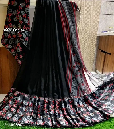 Formal Wear Printed Satin Patta Saree, With blouse piece, 6.3 at Rs  450/piece in Surat