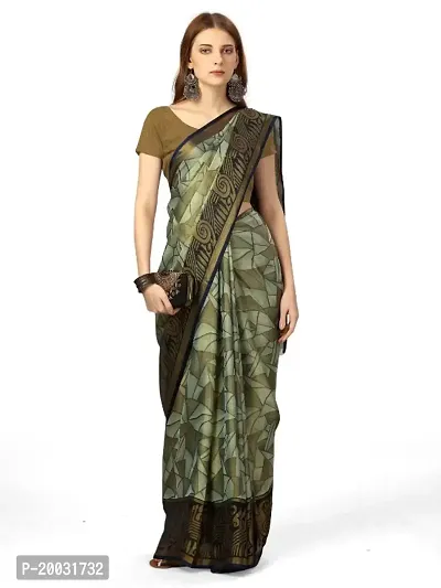 WOMANS PRINTED BRASSO SAREE WITH BLOUSE PIECE